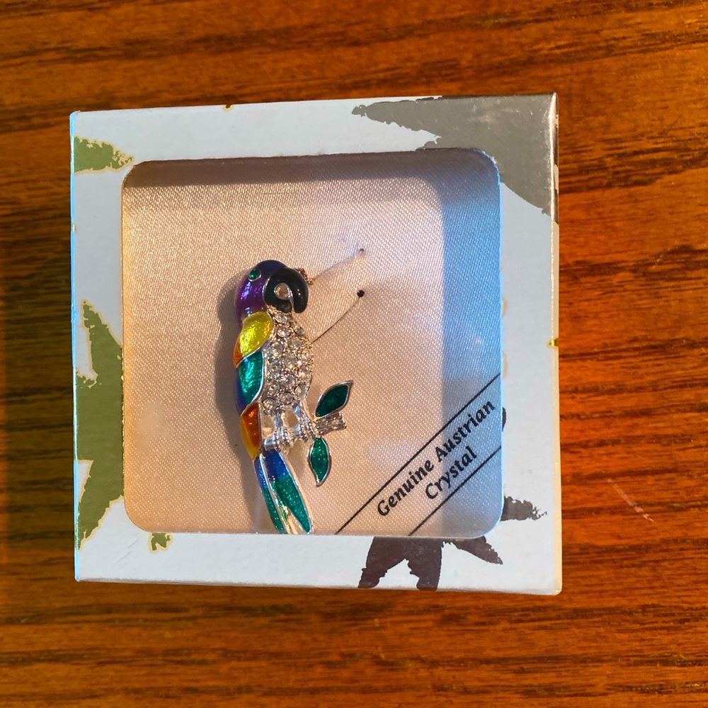 Austrian Crystal Parrot Brooch